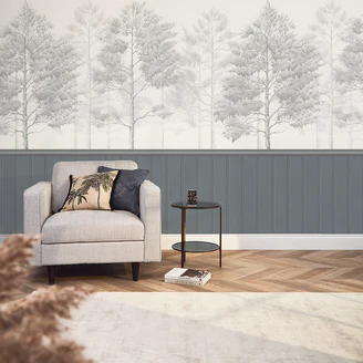Sample of Woodland Whisper Panel Wallpaper in Cream
