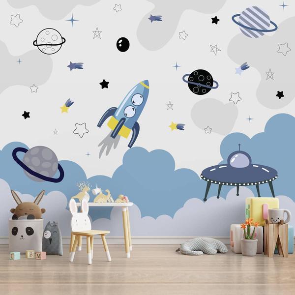 Buy Blue and Grey Space Children Wallpaper