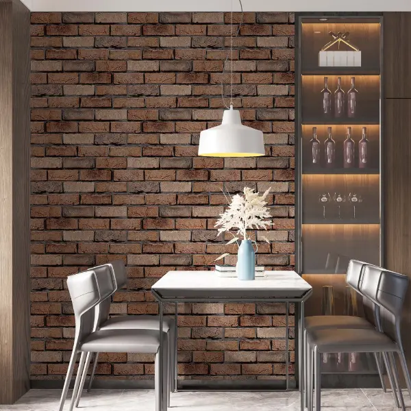 brick wallpaper in dinning room