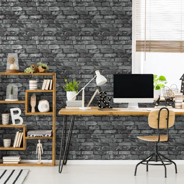 brick wallpaper in office